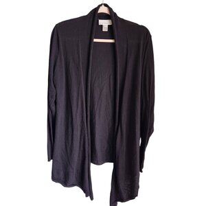 Bryn Walker Sweater Black Large Women's Open Cardigan Cotton Cashmere Blend